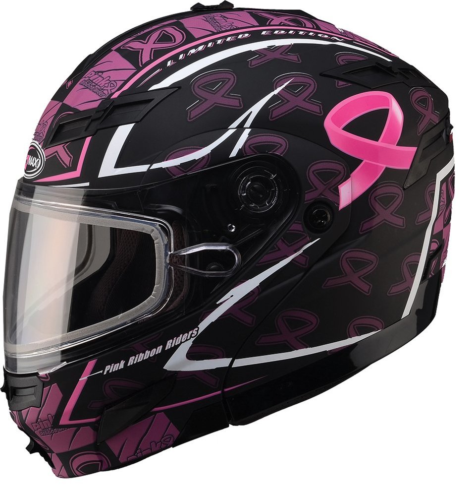 GMax Womens GM54S Pink Ribbon Modular Snow Helmet with Dual Pane Shield - Click to Purchase